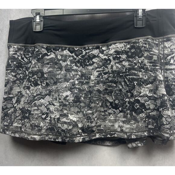 Lululemon Circuit Breaker Skirt II Regular13”Interlaced Alpine White Black Sz 12 - Picture 6 of 14